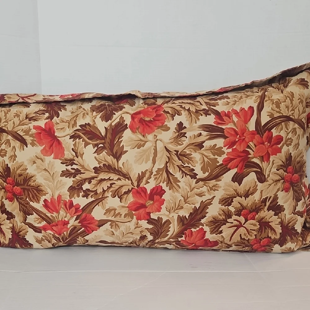 Eddie Bauer Home Red Brown Floral Cotton King Pillow Sham
